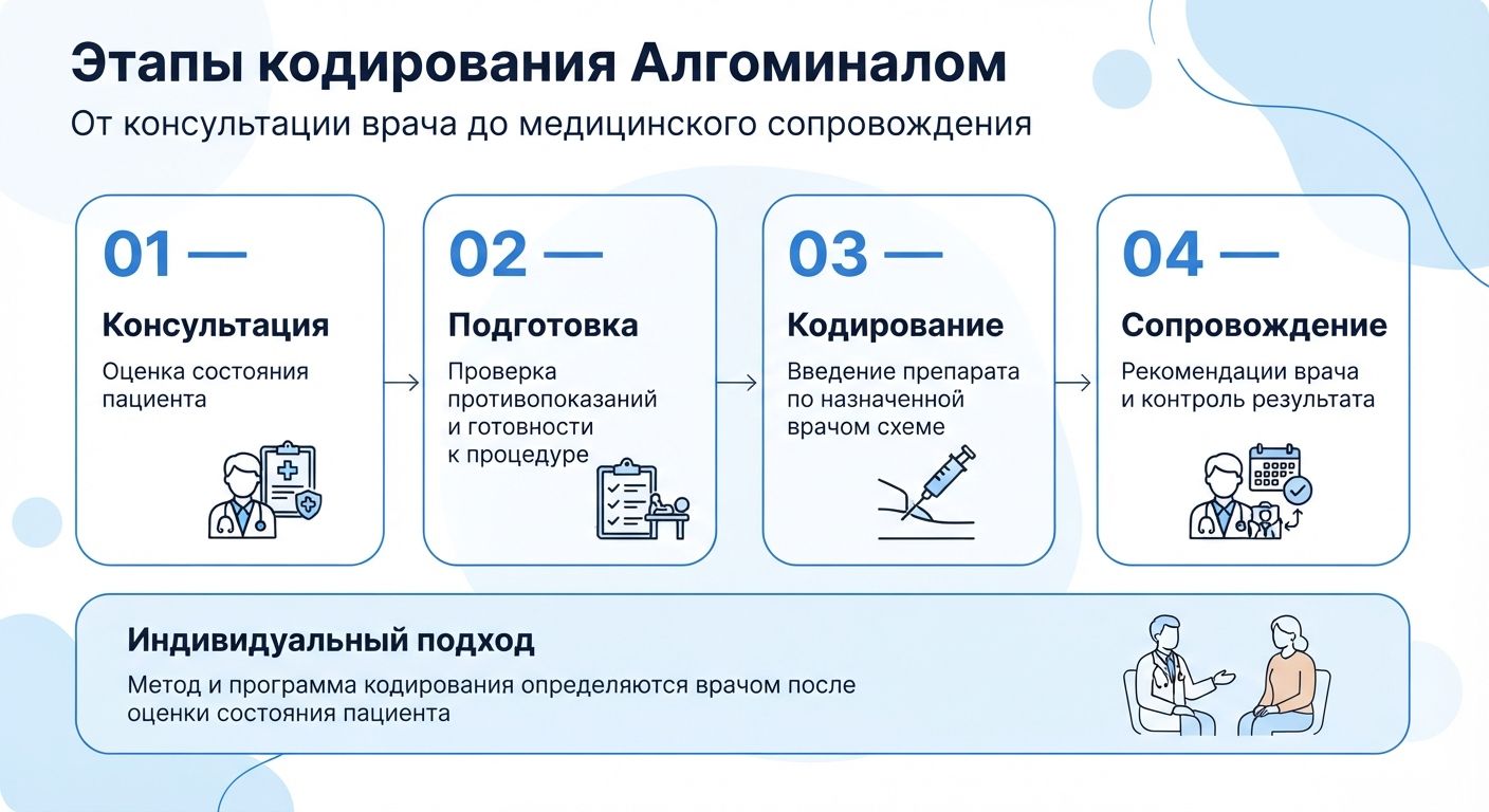 Кодирование препаратом «Алгоминал» в городе Унеча инфографика